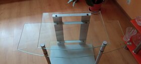 TV stolík, rám kovové prevedenie, sklenenné poličky - 5