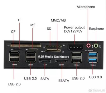 Multifunkčný 5.25" predný panel pre stolné počítače - 5