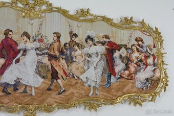 Zámecký obraz - Ples - Gobelín - bronzový rám - 5