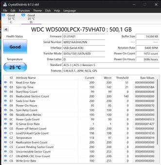 Predám: 2.5" Interné Disky (500GB WD + 320GB HGST) - Oba OK - 5