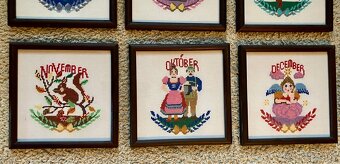 Seria vysivanych obrazov - mesiace - 5