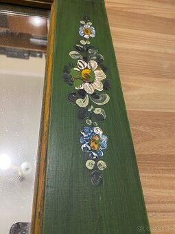 Starožitne ručne maľované zrkadlo Ľudový motív . - 5