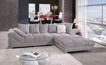 NAJVäČŠIA ROHOVÁ SEDACIA SÚPRAVA, textil, sivá, strieborná - 5