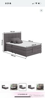 Elektrická polohovacia posteľ, boxspring, sivá, 120x200 - 5