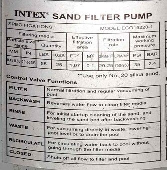 Intex piesk. filtracia s chlorinaciou ECO15220-1, 5.7 m3/h - 5