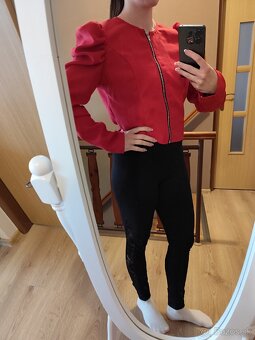 Červené tenké sako na zips - 5