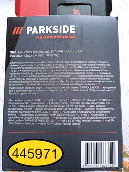 Predám Parkside performanceAku vŕtací skrutkovač PABSP 20 C4 - 5