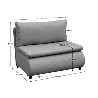 Rozkladacie kreslo s úložným priestorom, sivá, FLIK - 5