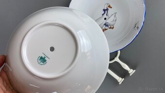 Etažér s motívom husí, modrá linka, porcelán - 5
