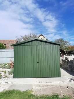 Plechová garáž 3x5m | sedlová strecha | zelená - 5