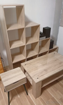 Štýlový kaskádovitý regál 4x4 v dekore dub sonoma - top stav - 5