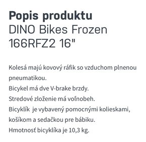 Detský bicykel - DINO Bikes Frozen Ľadové kráľovstvo 166RFZ2 - 5