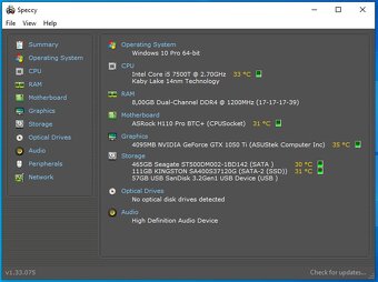 HERNÝ PC - I5 7500T,8GB DDR4, GTX 1050TI 4GB, SSD, HDD - 5