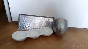 Strieborný kvetináč nádoba ako nový keramika porcelán - 5