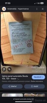 Panel autorádia s rádiom škoda 120 - 5