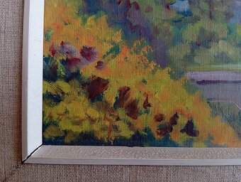 Krásny starý slovenský obraz - Výhľad na Bratislavu 88x48 cm - 5