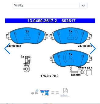 Sada brzdových platničiek ATE 13.0460-2617.2 - 5