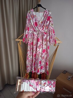 Dámske šaty nové bielo ružové XXL s opaskom - 5