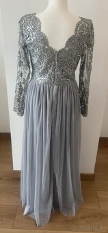 Strieborné spoločenské šaty XS M XL - 5