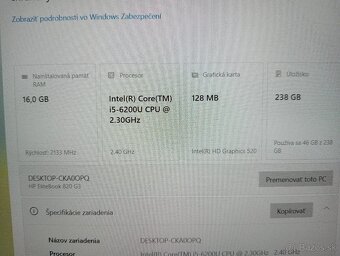 Hp elitebook 820 g3 + Intel core i5 + 16gb ram + Windows 10 - 5