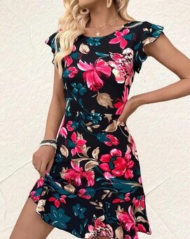 KRASNE KVETOVANE ŚATY…M-L…NOVE - 5
