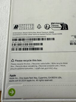 iPhone 16 Pro Max 256 gb Black Titanium - nerozbalený,záruka - 5