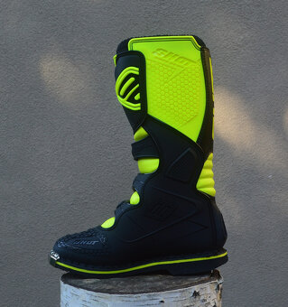 SHOT topánky čižmy boty čierno-žlté fluo - 5