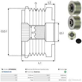 Remenica alternátora INA F-556599.01 pre Alternátor VALEO - 5