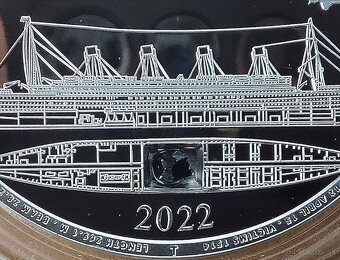 Stříbrná 1 oz mince Titanic 2022 hrudkou uhlí z Titanicu - 5