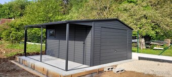 Plechová garáž 4x5m + prístrešok 1,5 x 5m + doprava a montáž - 5