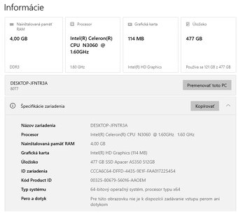 Lenovo Ideapad 110-15ibr 4GB, 512GB SSD, Intel N3060 - 5
