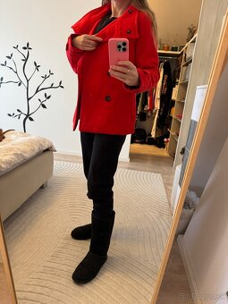 H&M červený kabát krátky, veľkosť 40 (sedí na medium) - 5