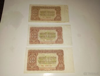 BANKOVKY 10 KČS 1953, NEPERFOROVANÉ, RŮZNÉ SÉRIE - 5
