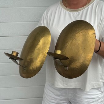 Starožitné mosazné nástěnné svícny v páru - 5