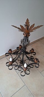 Historické kované svietidlo/luster - 6 sviečkové - 5