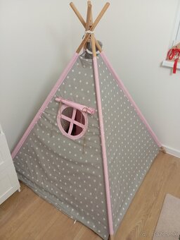 Detský teepee stan Zvieratká ružová - 5