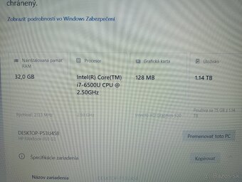 predám Hp Elitebook 850 G3 ,Intel® Core™i7 , 32gb ram , ssd - 5