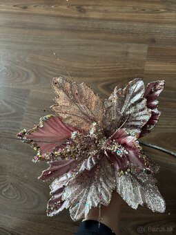 Luxusné dekoračné vetvičky – ružovo-zlaté, trblietavé - 5