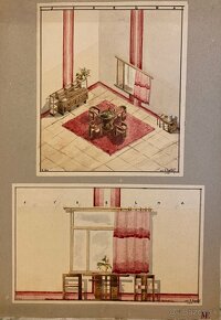 3 orig. návrhy interiérov (1929 - 1930) - 5