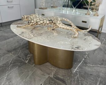 NOVÝ Zlatý konferenčný stolík Premiums mramorovou kkamenou d - 5
