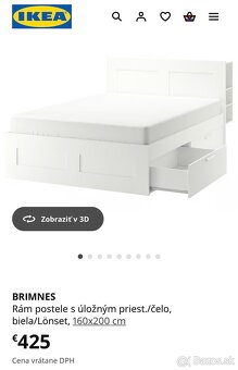 Predám posteľ IKEA BRIMNES 160×200 (pôvodná cena 825€) - 5