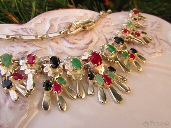 Strieborný náhrdelník, Rubín, Zafír, Smaragd, Ag 925 - 5