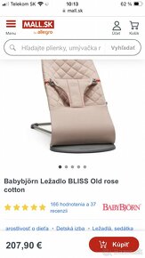 Babybjörn Ležadlo BLISS Old rose cotton - 5