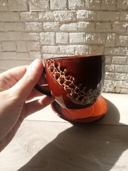 Keramická hnedá súprava 6 šálok na kávu - 5