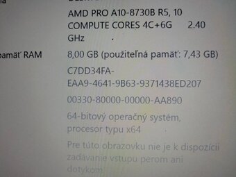 predám Hp elitebook 745 G4 ,AMD A10 quad core,8gb ram , ssd - 5