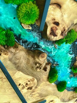 Machove hodiny 60cm ,  Drevene hodiny s machom a epoxidom 60 - 5