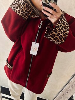 Damsky oversize kabatik bordo - 5