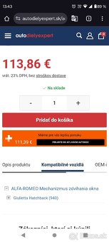 Mechanizmus sťahovania okna Alfa Romeo Giulieta - 5