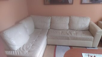 Kožené kreslo, taburetka a sedačka v tvare L - 5