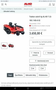 záhradný traktor/ 22.koní AL-KO Prémium + prísluš.zdarma - 5